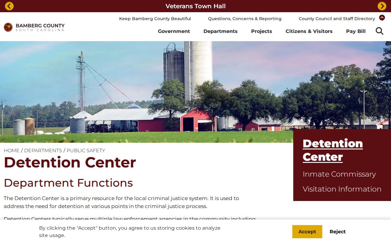 Bamberg County Detention Center release contact information