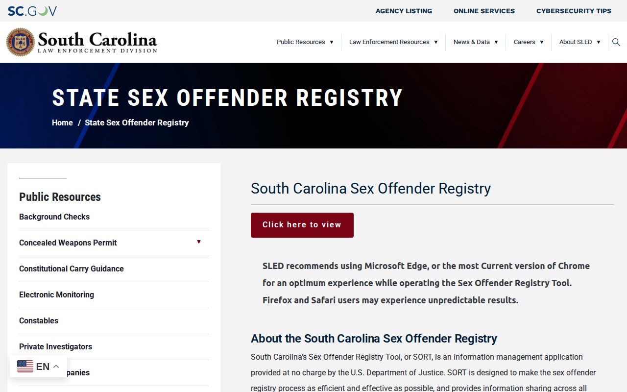 Bamberg County release mugshot registry search fields